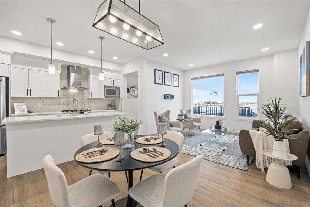 Modern kitchen and dining staging